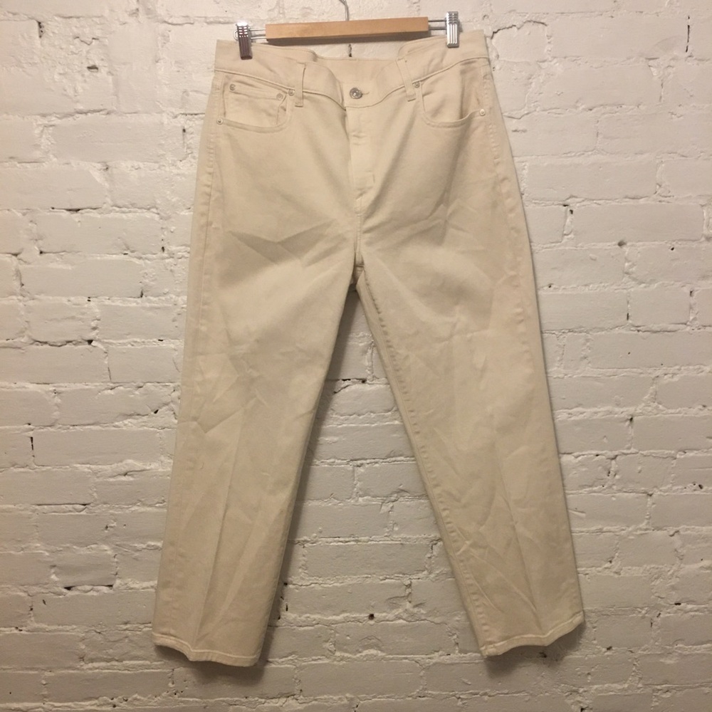 AYR the frenchie cropped straight leg jeans in vanilla size 33